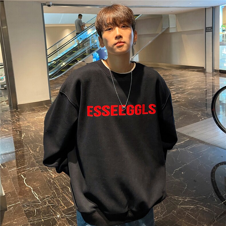 港风2025秋装圆领套头卫衣潮流男装大码秋季长袖情侣外套S254-P48，女装短外套，电商A233-1