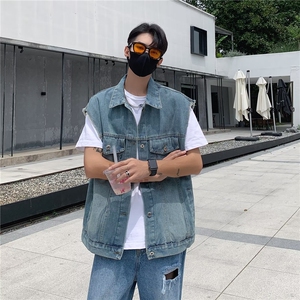 牛仔马甲男韩版潮流高街帅气2024春夏新款ins宽松外套W4832-P53图片