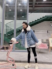 重工袖口狐狸毛狐狸毛领刺绣派克服外套，其它，金地雪