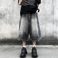 夏季牛仔短裤男美式高街裤子痞帅宽松休闲DK548/P45，男装牛仔裤，电商D202-1