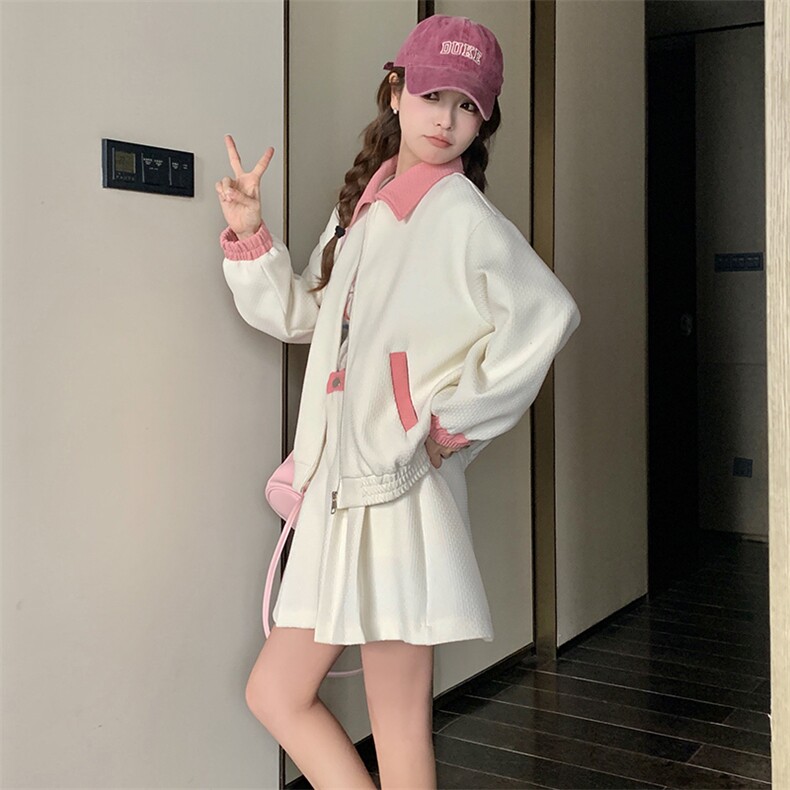 韩版棒球服上衣半身裙两件套女春秋季2025新款甜酷风外套减龄套装,女装套装/套裙,浙宝276（原081）