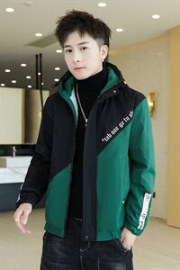 冬季斜拼棉服男模特加厚夹克风衣保暖外套工装棉衣黑867加绒图片