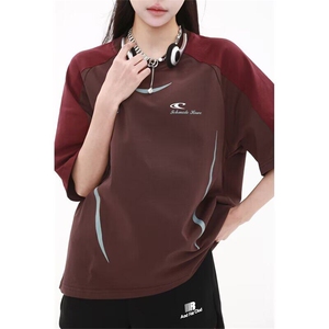 美式高街T恤男女短袖韩版潮流拼色街头2025夏季ins体恤ST621-P43图片