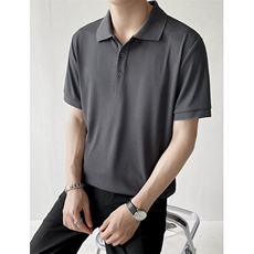 冰丝条纹短袖Polo衫男2025新款夏上衣潮流纯色翻领t恤P04，男装Polo衫，星座1116A-2（原606A-1）