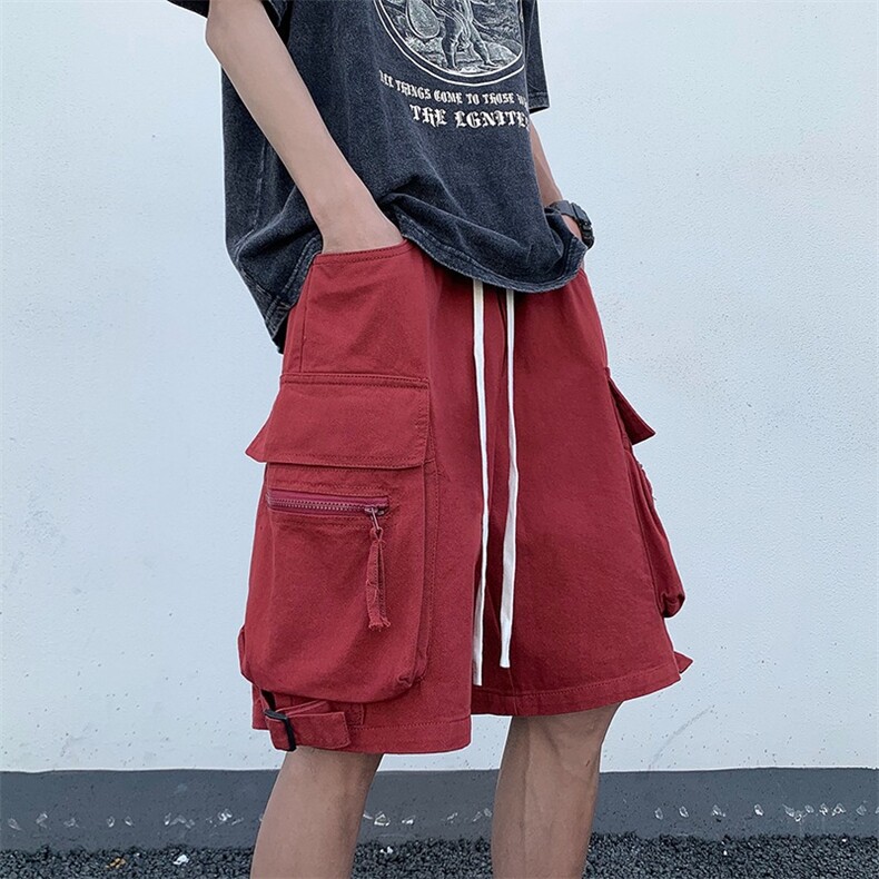 夏款男短裤工装织带拉链口袋纯棉短裤D0112P40,男装牛仔裤,星座1013-1