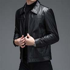 WL-N2001男式2023秋季新款翻领头层牛皮皮衣男P550，男装皮衣，电商B360