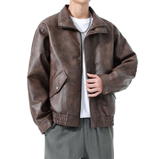 秋季男士皮衣皮夹克机车服潮牌简约百搭美式翻领PU皮外套896-P75，男装皮衣，星座1403B