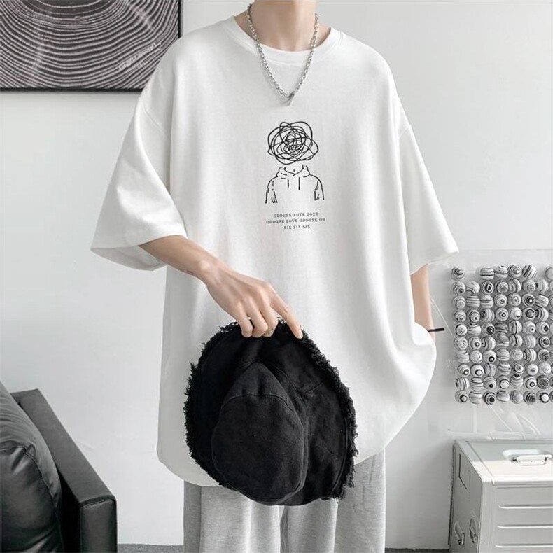 男潮牌短袖春夏季宽松五分袖网红上衣潮流ins简约印花t恤，男装T恤，星座218-1（原230）