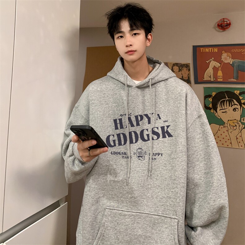 已注册/春秋新款宽松连帽卫衣男潮百搭外套青年WY9279/P45加绒P50,男装卫衣,电商B316