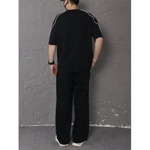 新夏季美式高街短袖T恤重磅宽松运动休闲男情侣装套装TZ5190 P72图片