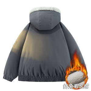 2025复古加绒毛领棉衣冬季新款座山雕宽松连帽派克棉服M2555p88图片