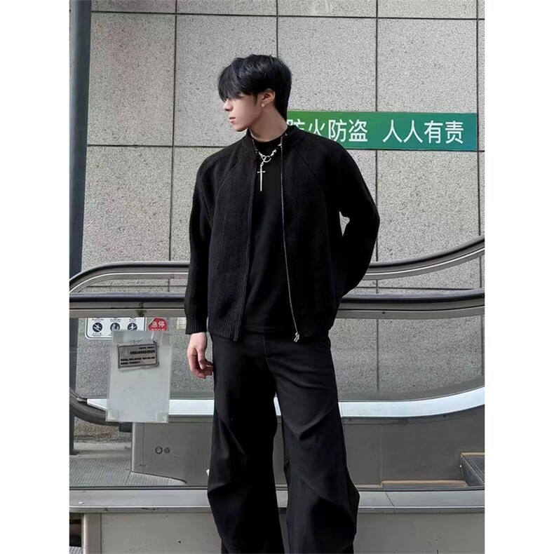 网图有货慵懒风简约百搭纯色拉链休闲毛衣男女针织开衫A908-P60,男装针织衫/毛衣,星座1505