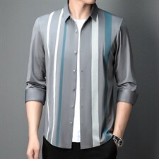 春秋2022男士无痕休闲免烫长袖翻领时尚商务纯色衬衫QY5591-P68，男装衬衫，星座1105-3