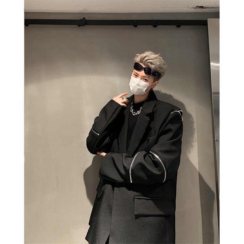 潮牌高级感小西装男秋小众拉链装饰设计感西服XZ514-2-24243-P118图片