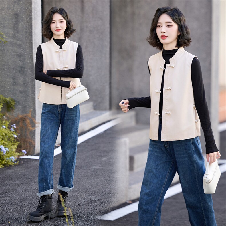 pu皮马甲短外套女2024春秋季新款小个子立领宽松外搭背心坎肩马夹,女装马甲,江南女神
