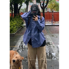 复古蓝色格子五分袖衬衫男夏季polo领休闲外套翻领长袖上衣C91，男装衬衫，星座1116A（原606A-3）