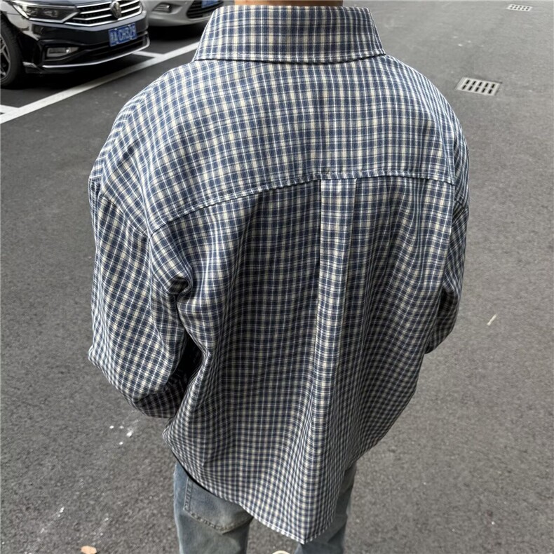 1506/QC570/P39美式复古经典格纹衬衣衬衫男女百搭宽松格子外套,男装衬衫,星座1506