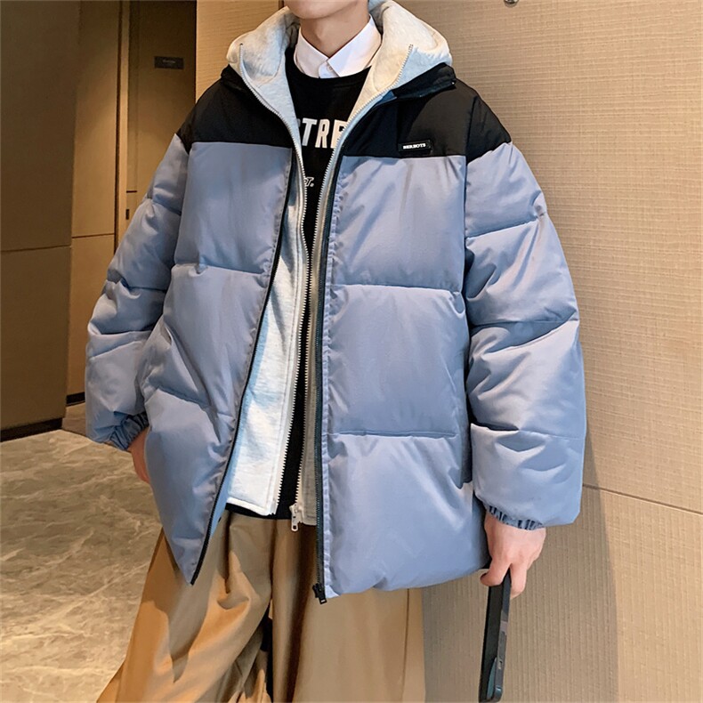 秋冬季加厚假两件棉衣男潮牌宽松大码面包服情侣棉袄保暖连帽外套,男装棉衣,星座310B-1