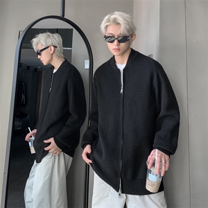 ！棒球领双拉链开衫针织毛衣男 CP16-特p55图片