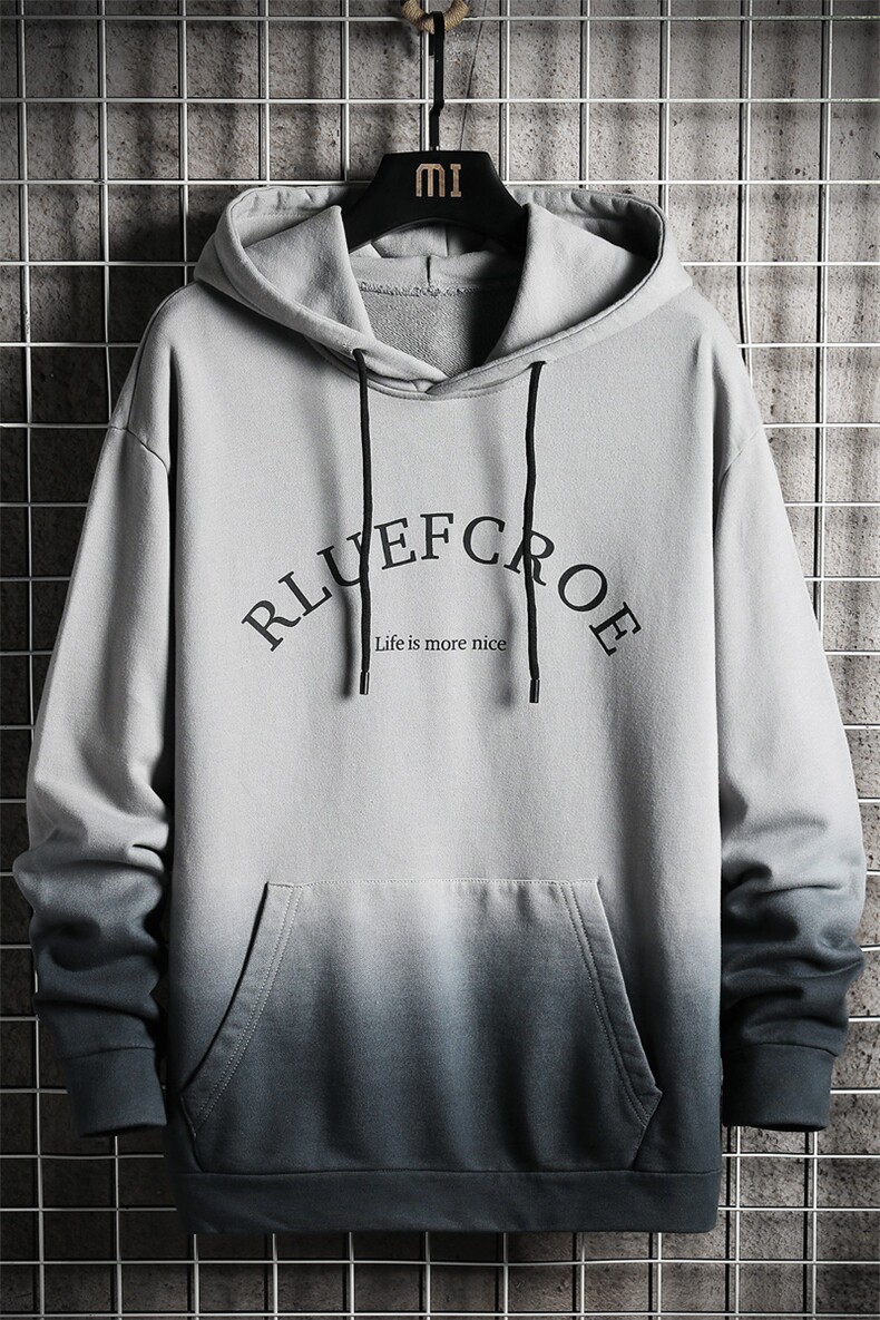 渐变色潮流宽松韩版百搭休闲上衣服秋季外套连帽卫衣DF73T,男装卫衣,电商A102