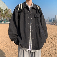 牛仔复古工装夹克上衣男bf春季宽松潮牌翻领韩版外套W2814-P55，男装夹克，星座512-2