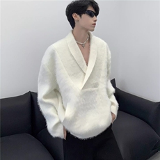 软糯V领水貂绒毛衣男女冬季保暖刷毛针织衫宽松外套LMY9550-P60，男装针织衫/毛衣，星座1008