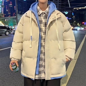 新款男冬季假两件连帽加厚港风棉服棉衣M062-P70控158图片