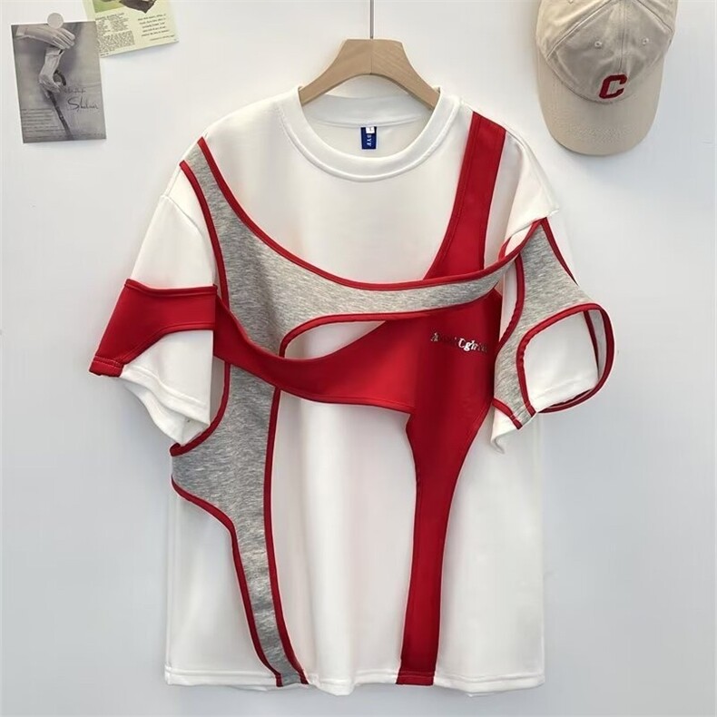 短袖t恤男潮夏宽松五分袖年红潮流简约印花上衣GA577P55，男装T恤，星座1013-5