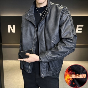 加绒加厚男士皮衣秋冬季皮夹克休闲外套品质款C317-J7722-P185图片