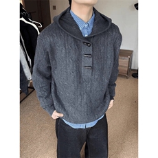 美式潮牌连帽学院风毛衣男款2025秋冬季新款高级感情侣百搭针织衫，男装针织衫/毛衣，星座516A