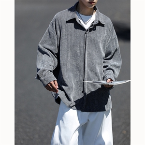 8XL-M人字纹小香风衬衫男生春秋衬衣宽松慵懒垂感外套CS29008P45