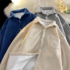 8XL-M灯芯绒加厚加绒长袖衬衫男加肥加大码衬衫外套CS501P65控78，男装衬衫，电商D206-1