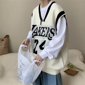 韩系V领马甲情侣无袖坎肩毛衣背心潮T822-P55,钩针背心搭配图片