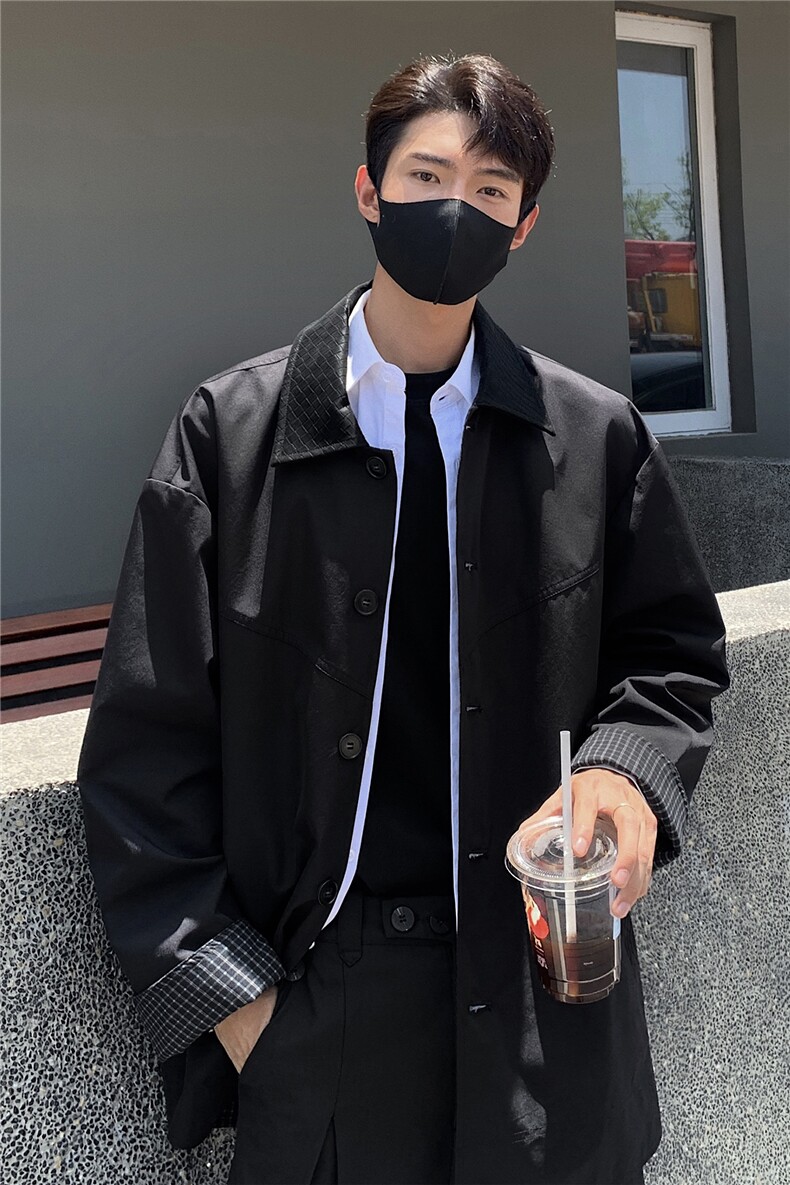 春季新款短款风衣精致韩风拼接大衣外套GS60020,男装风衣,星座1206（原A206）