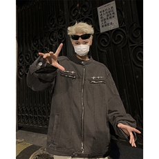 美式高街牛仔外套男士韩版潮流宽松帅气2024秋冬ins夹克W5998-P72，男装夹克，星座412-3