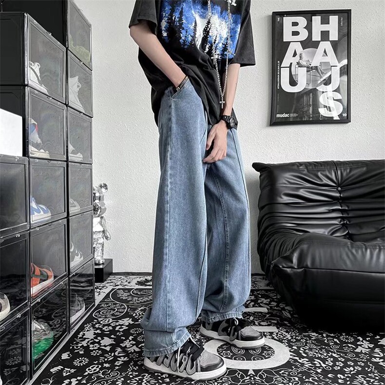 美式vibe裤子高街潮ins设计感水洗牛仔裤男阔腿直筒长裤6728-p40,男装牛仔裤,星座1008-1