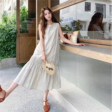 现货格纹无袖连衣裙RF058-X6505-P115K168，女装连衣裙，2C058