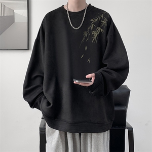 麂皮绒卫衣男大码重磅长袖t恤男 JW81382-P35图片