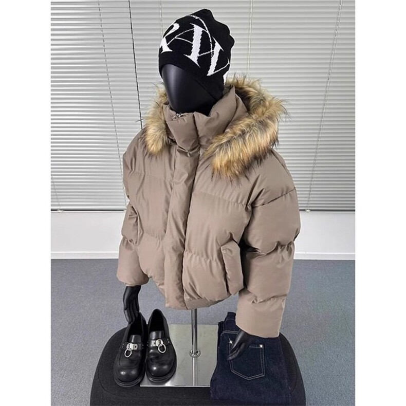 可拆卸帽子毛领冬季保暖短款棉服男款派克情侣面包服连帽袄子外套,男装棉衣,星座908-1