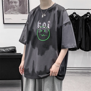 夏装港风T恤短袖2023男女时尚创意渐变印花半袖1599-P45 控价68图片
