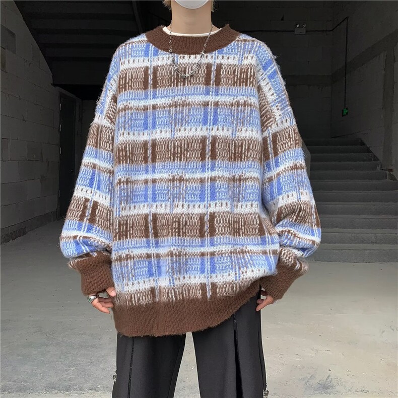 polo领毛衣男秋冬季翻领针织衫美式潮流宽松慵懒风外套图片