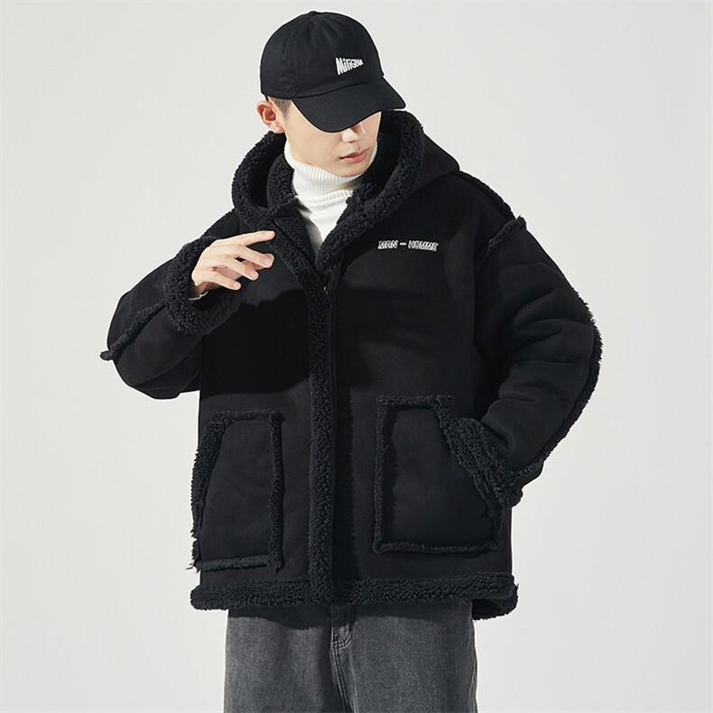 秋冬季新款皮毛一体潮流时尚羊羔毛连帽休闲棉衣男外套MY13/P115,男装棉衣,星座608A