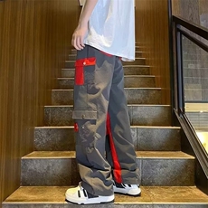 潮牌拼色机能工装裤男宽松街头hiphop裤高街痞帅冲锋裤XU166-P45，男装休闲裤，星座1001-1