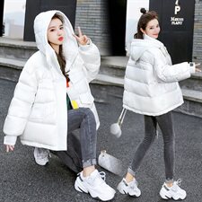 2020冬季新款彩色魔术贴连帽棉服休闲舒适保暖棉服外套，女装棉衣/棉服，曼娅璐