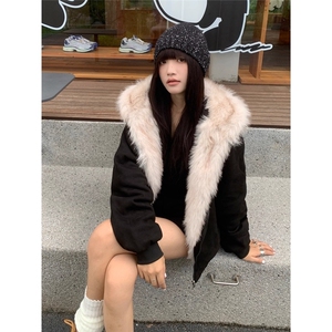 网图猫耳朵座山雕棉服男款冬季加绒加厚美式连帽外套MYR310-特P90图片