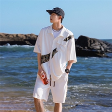 1小熊短衬男+短裤大码M-5XL情侣套装92%聚酯纤维8%氨纶TZ77057P70，男装牛仔裤，星座226-2