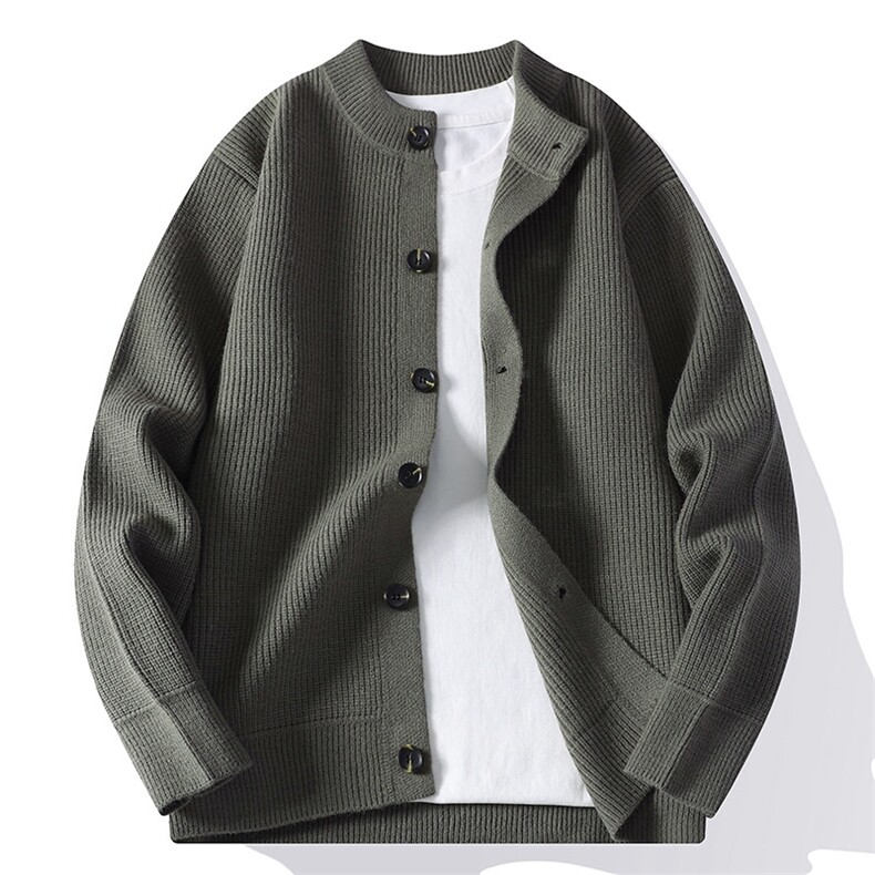 85901-P65秋季时尚圆领毛衣开衫男针织衫纯色简约开衫外套，男装针织衫/毛衣，电商D310B