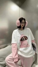 2025年夏季时尚重工假两件短袖简约百搭，女装T恤，洛丽兰可