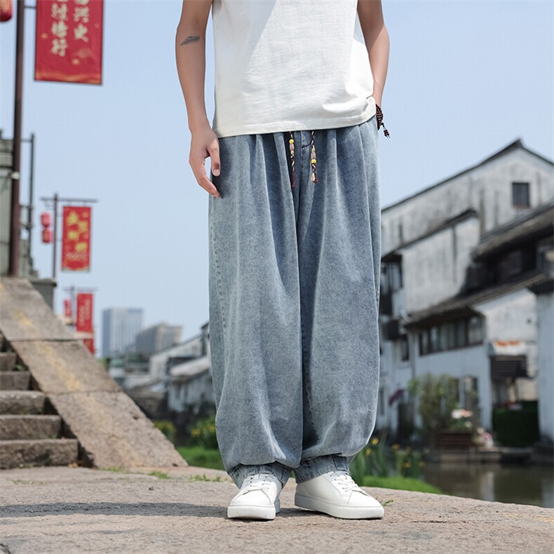 夏季风牛仔宽松大码长裤透气柔软休闲裤男士K2513-P75 88图片