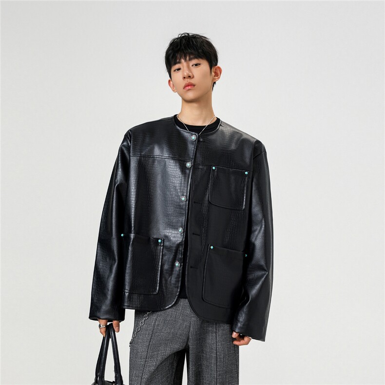 可二开无影墙绿宝石扣大码M-5XL鳄鱼皮蛇纹夹克男JK78066P85控138,男装夹克,星座227-7